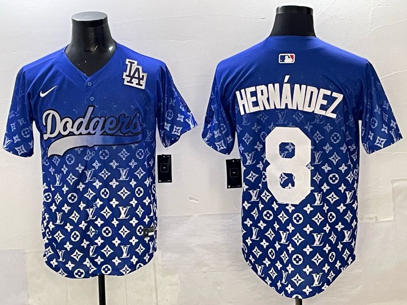 Men Los Angeles Dodgers #8 Hernandez Blue Nike 2025 MLB jersey 07->los angeles dodgers->MLB Jersey